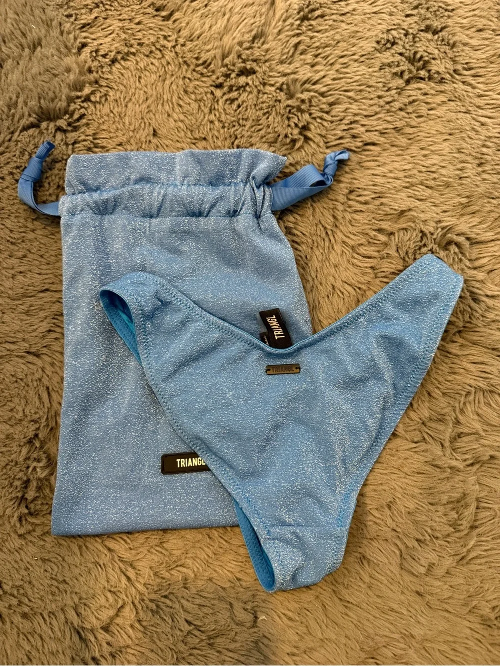 triangl swimwear Shimmery Light Blue Bikini Bottom with Pouch